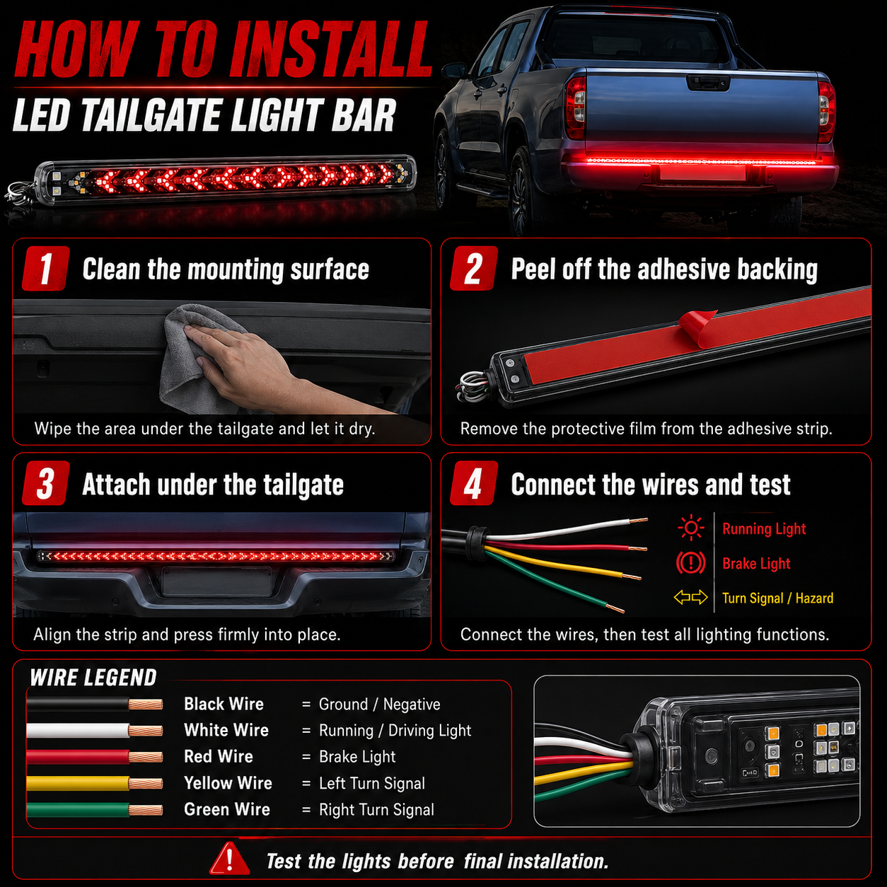 🔥Last day sale 50% OFF💡🚗60-Inch LED Tailgate Light Bar Strip