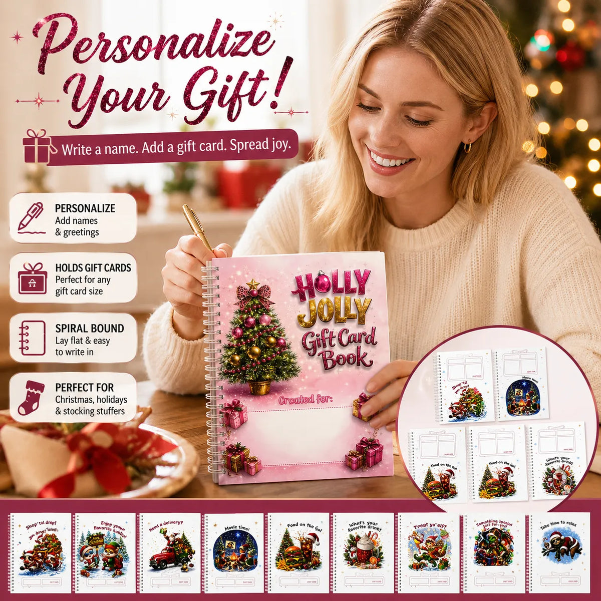 🔥🎁50% OFF!!!🎅Christmas Gift Card Booklet -👍DIY Spiral-Bound Christmas Gift Card Holder Book