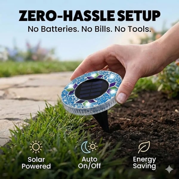 50% OFF !!! ⏰ Solar Disk Lights – Handcrafted Mosaic Outdoor LED Waterproof Light