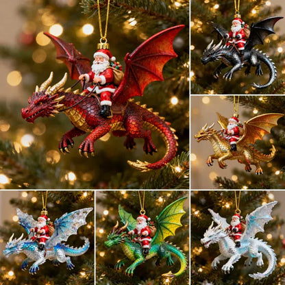 🎅🐉 Santa Riding a Dragon Christmas Ornament🎄 Unique Holiday Tree Decoration