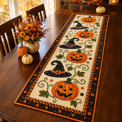 🎃🍂 Rustic Quilted Autumn Table Runner – Cozy Harvest Table Decor