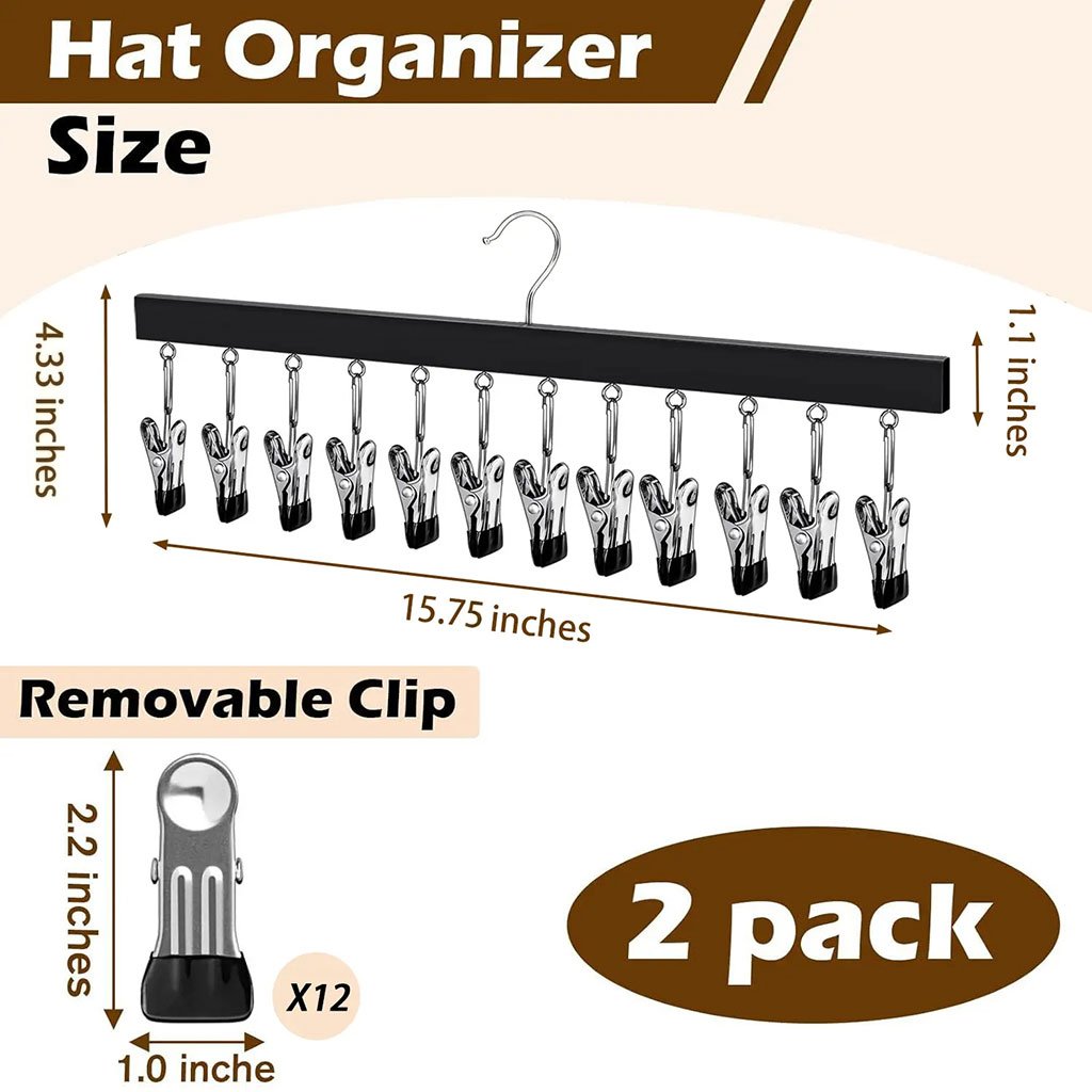 🔥HOT SALE NOW!  Wooden Clothing Organizer Hanger with 12 Stainless Steel Clips