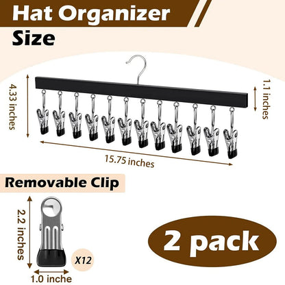 🔥HOT SALE NOW!  Wooden Clothing Organizer Hanger with 12 Stainless Steel Clips