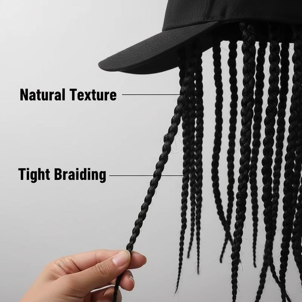 🎉 Limited-Time 50% OFF | Hip-Hop Punk Baseball Cap with Braided Dreadlock Wig 🧢 Adjustable Snapback