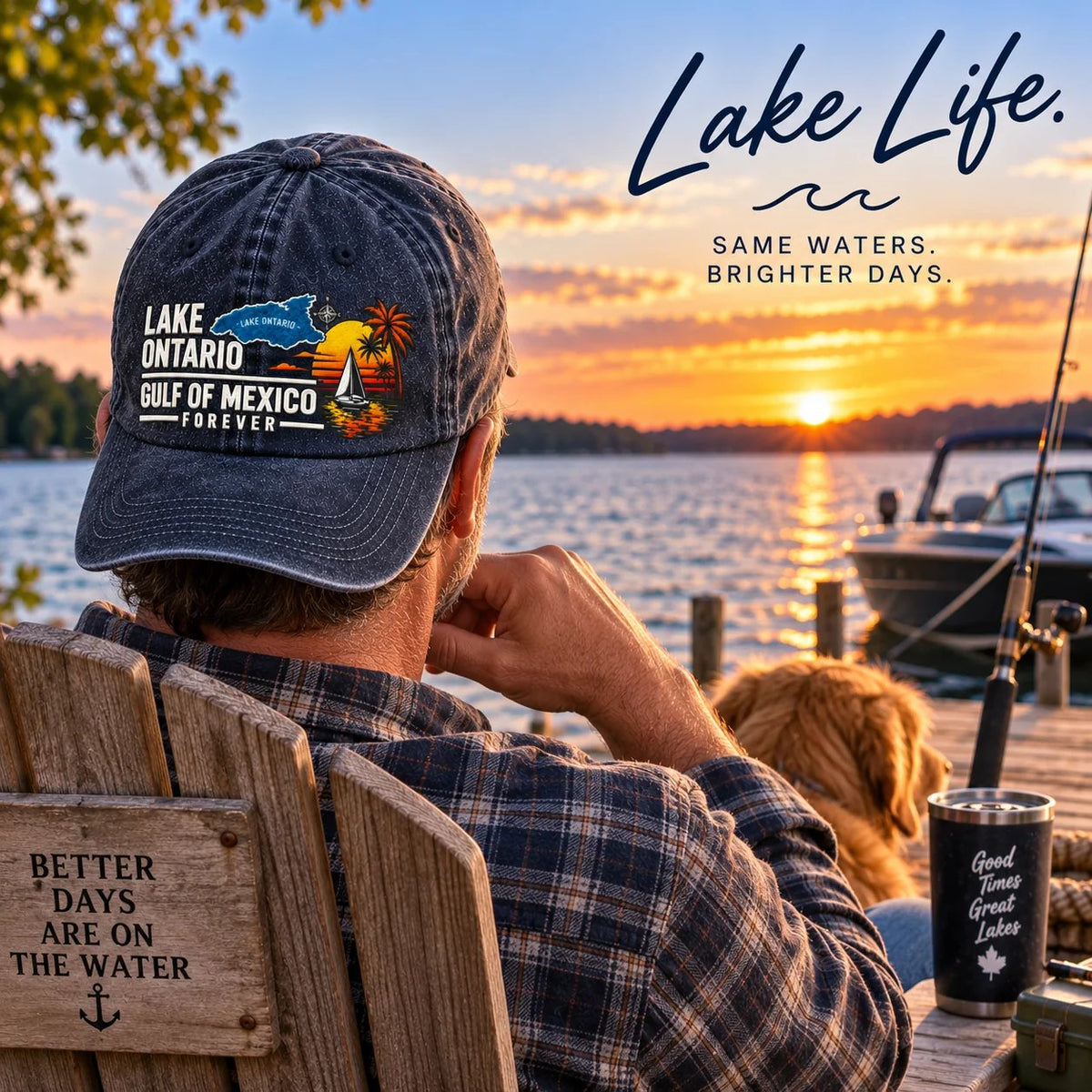 Lake Ontario embroidered cap detail