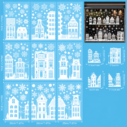 ⏳LAST DAY SALE!🎁🎄 Christmas Village Window Sticker Set
