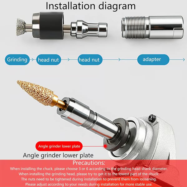 🔥 Hot Sale 50% OFF | 🔧 Angle Grinder Conversion Kit | 3mm & 6mm Dual Collet for Precision Grinding