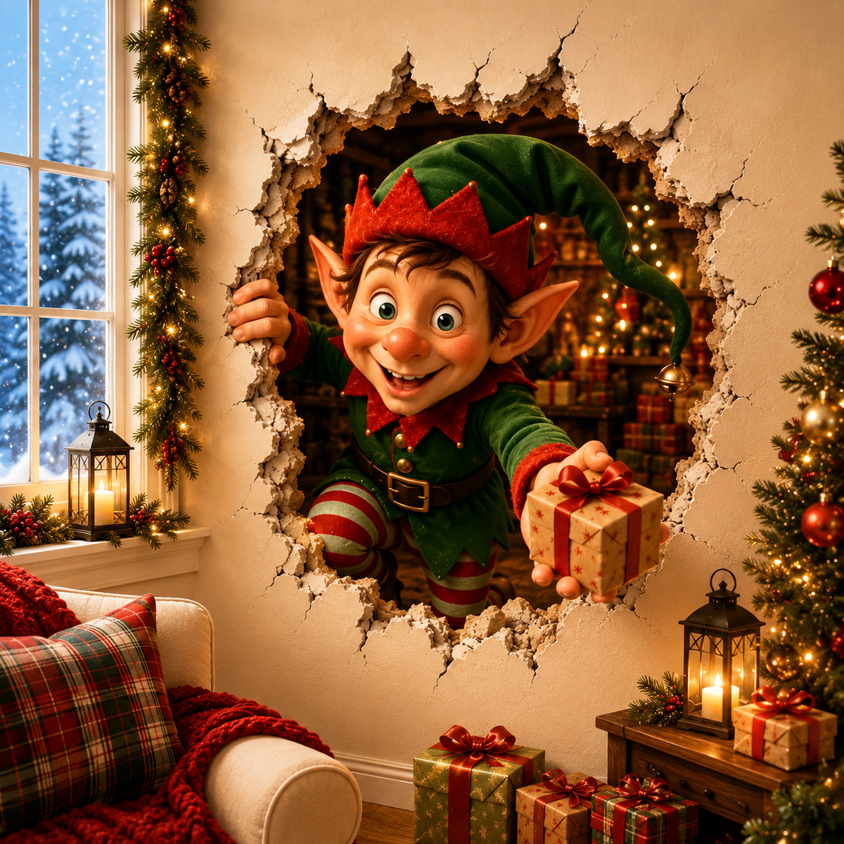 🔥Last Day 50% OFF-19.7'' Christmas Break-In Wall Decal