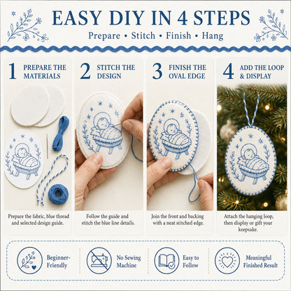 🔥2026 Christmas Hot Sale🎄 DIY Christmas Embroidery Ornament Kit for Beginners 🧵