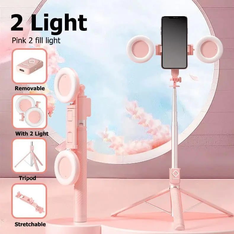 🔥48% Off📱6-in-1 Wireless Selfie Stick with Dual Fill Lights