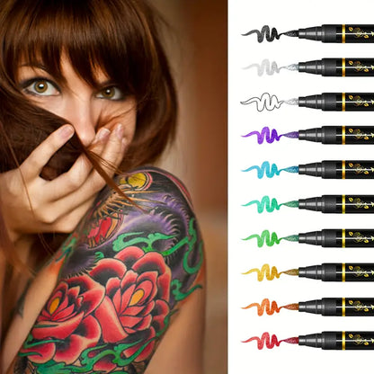 🔥Festivel Hot SALE 60% OFF - 10 Colors Temporary Tattoo Markers Set