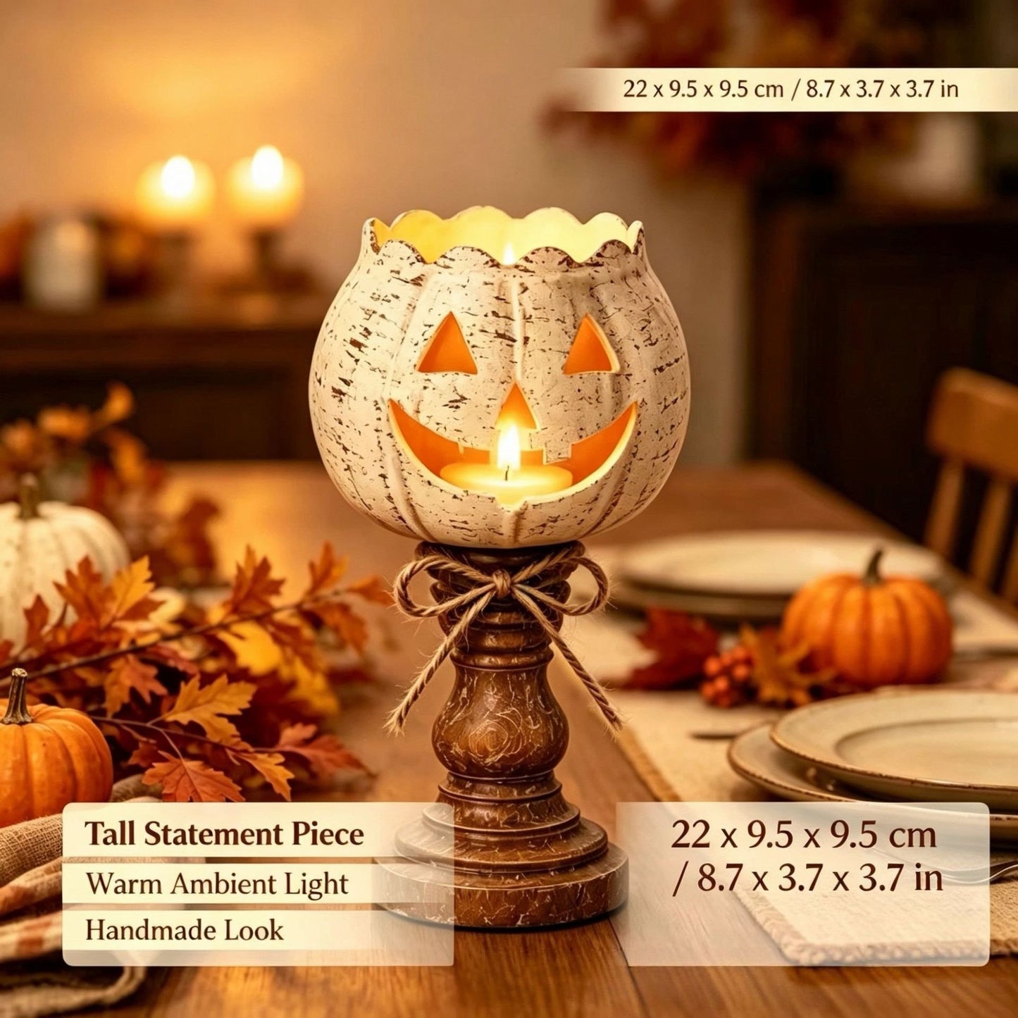 🎉Rustic White Pumpkin Tealight Candle Holder Set of 3