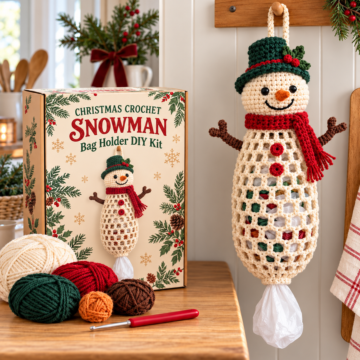 🎅 Christmas Santa Crochet Bag Holder DIY Kit – Cute & Functional Holiday Storage
