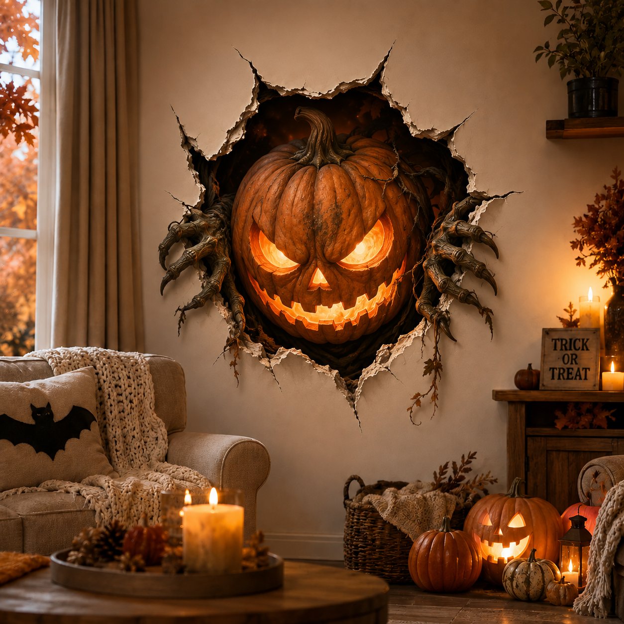🎃Halloween Break-In 3D Wall Decals