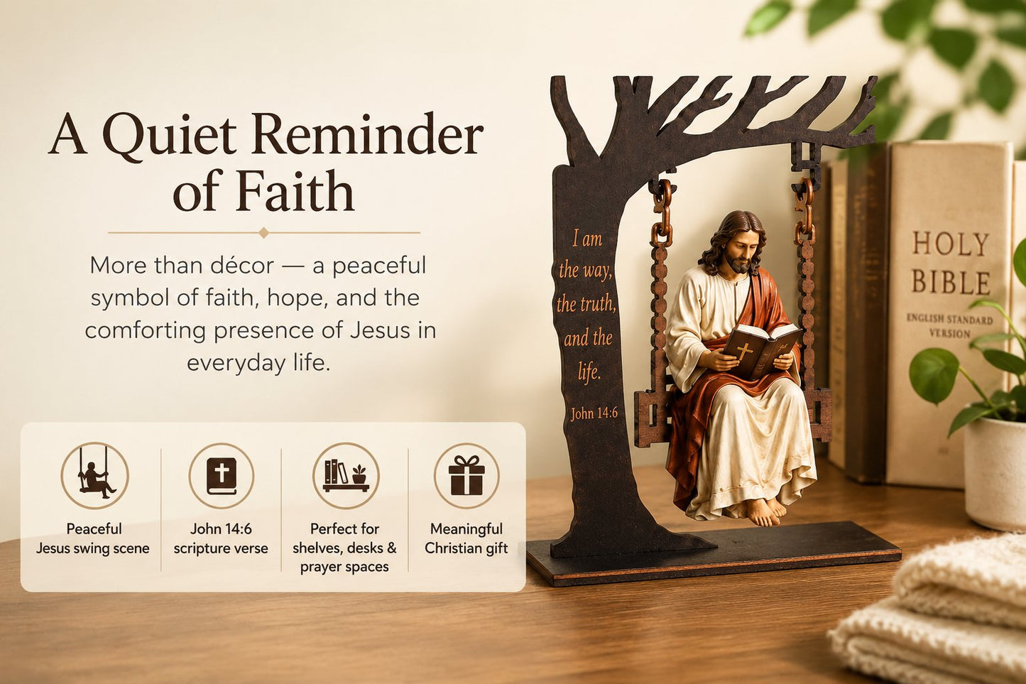 ✨ 50% OFF Today | Jesus Swing Hanging Ornament ✝️ Peaceful Christian Decor for Home & Gifts