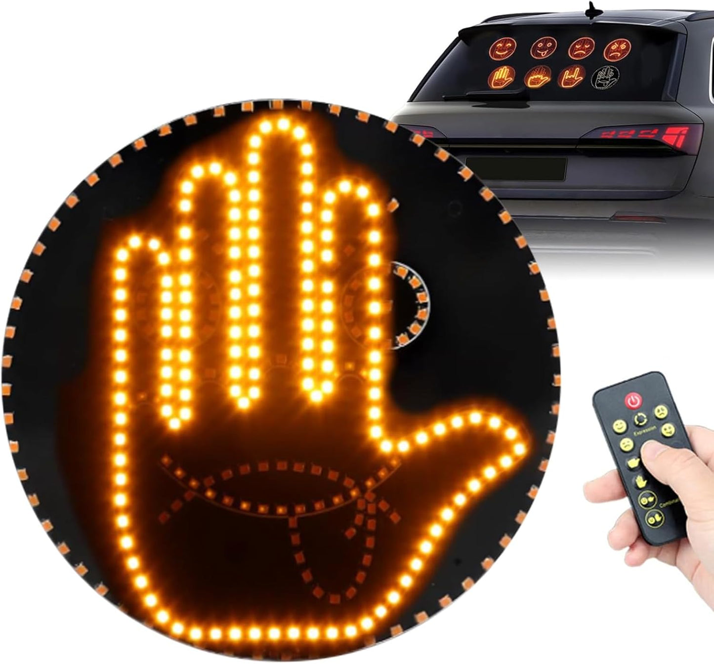 👋✨ Show Your Mood on the Road – Wireless LED Car Gesture Sign 🚗