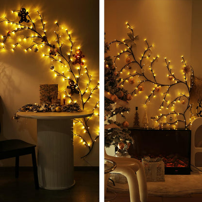 Decorative branches with lights in a room setting