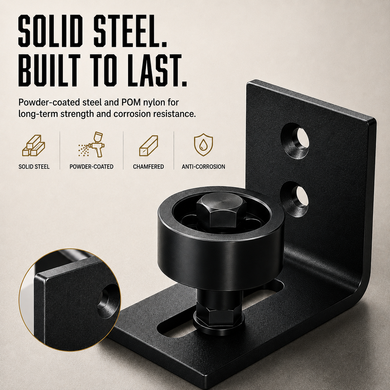 8-in-1 Adjustable Barn Door Floor Guide – Wall-Mount Stay Roller for Smooth, Stable Sliding