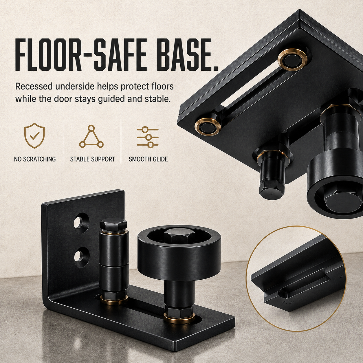 8-in-1 Adjustable Barn Door Floor Guide – Wall-Mount Stay Roller for Smooth, Stable Sliding