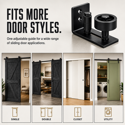 8-in-1 Adjustable Barn Door Floor Guide – Wall-Mount Stay Roller for Smooth, Stable Sliding