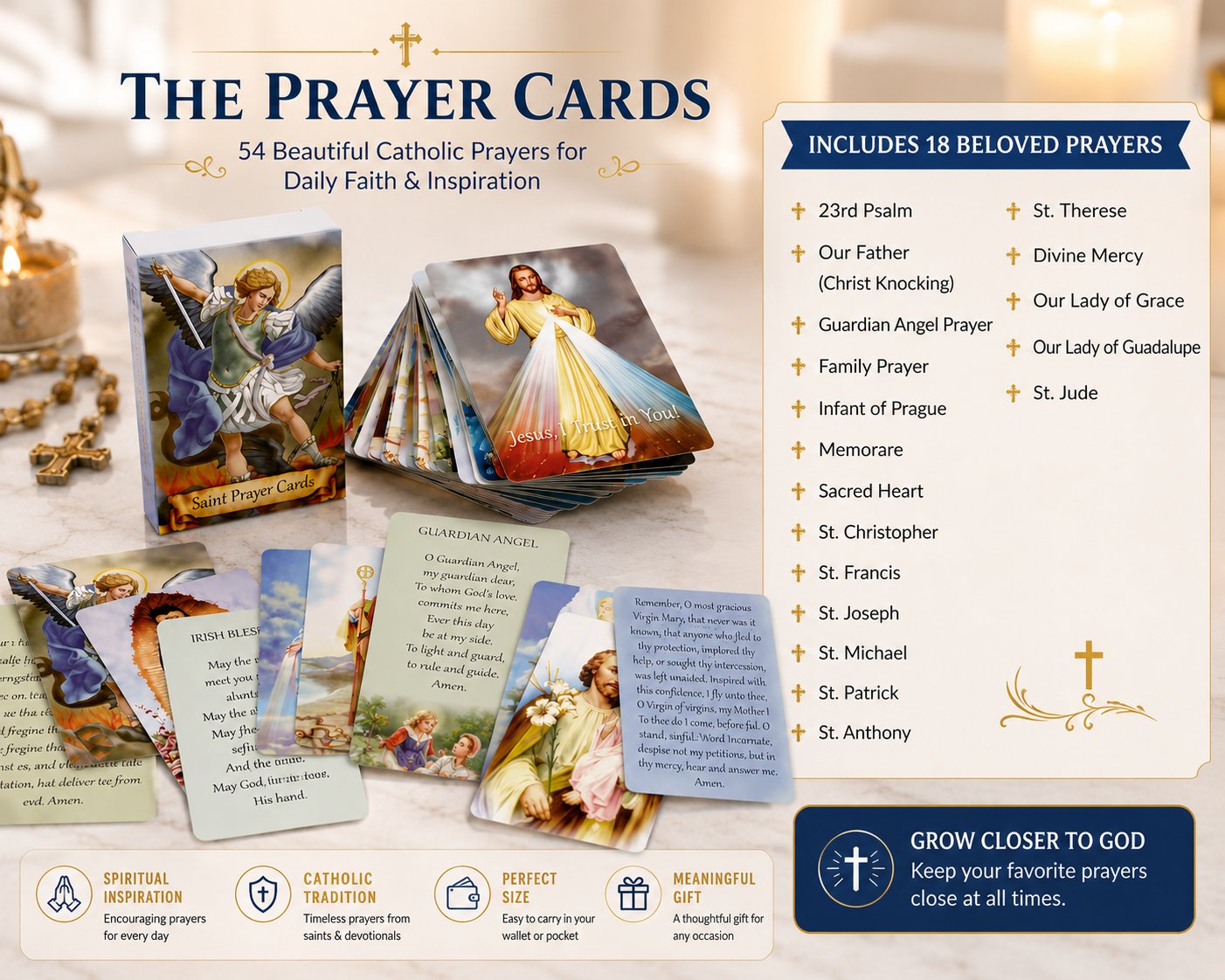 ✝️ Catholic Genuine Leather Holy Card Holder – Pocket Prayer Card Organizer with Snap Closure