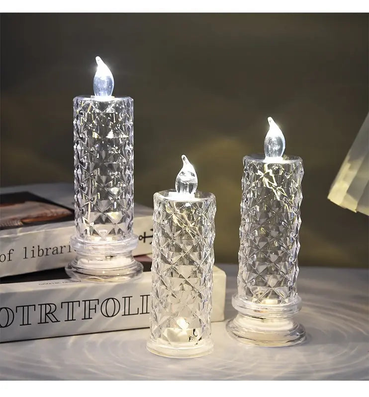 🎅Xmas Sales🔥Crystal LED Candle Set – Warm Flickering Glow for Date Nights, Parties & Home Decor