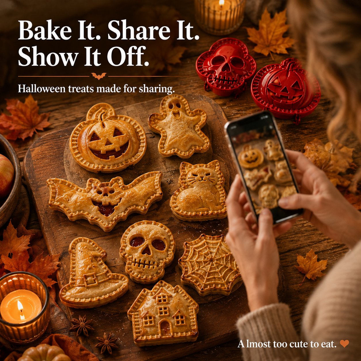 🎃 8-Piece Halloween Mini Hand Pie Mold Set – Spooky Pastry Cutters & Presses