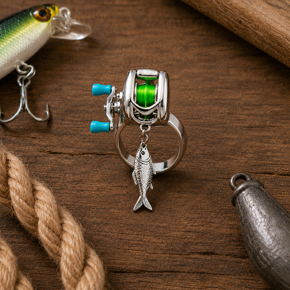 Miniature "Spinning" Fishing Reel Necklace & Ring