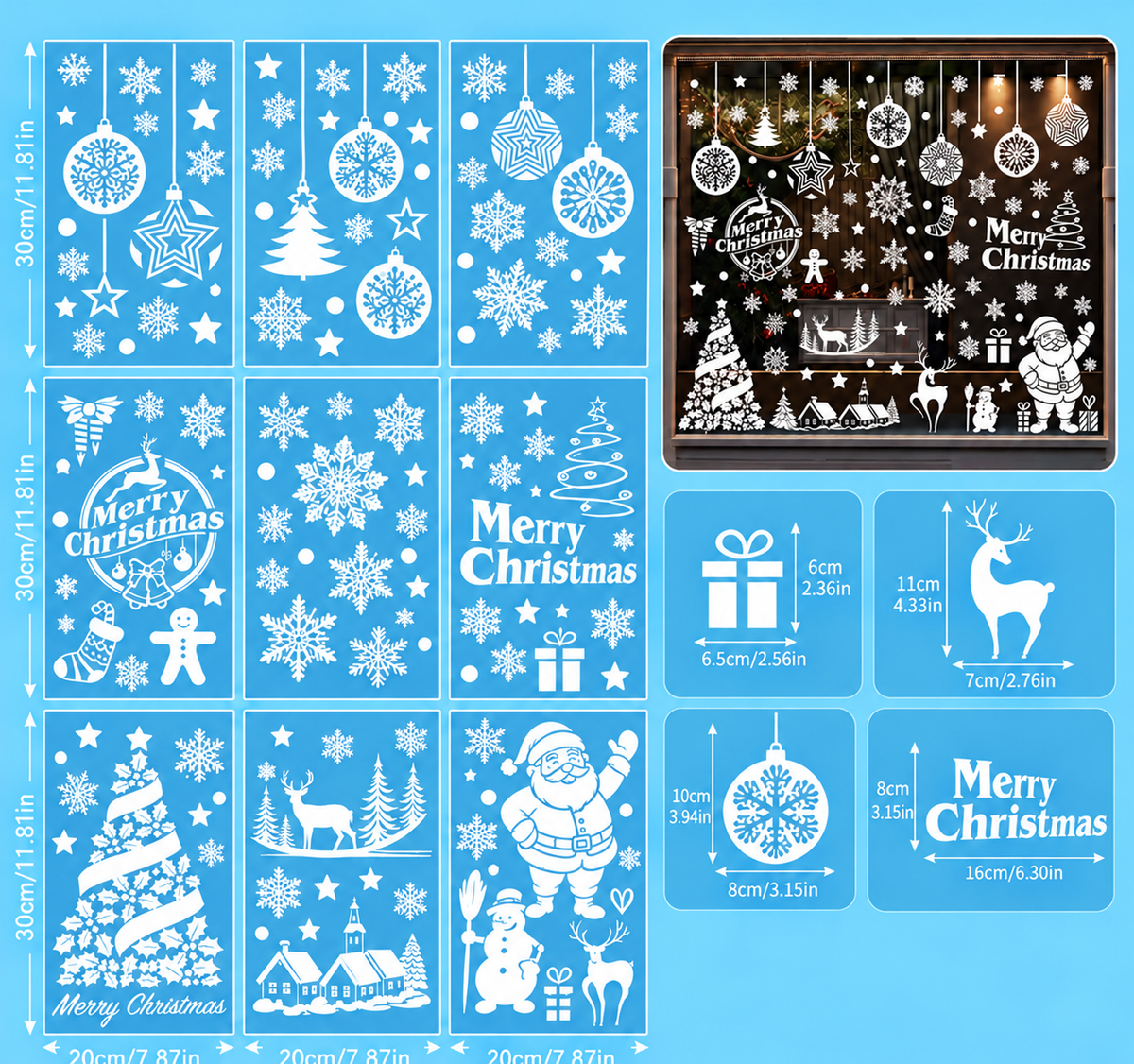 ⏳LAST DAY SALE!🎁🎄 Christmas Village Window Sticker Set