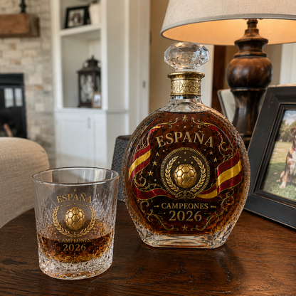 🏆España Campeones 2026 Commemorative Whiskey Decanter & Glassware Collection