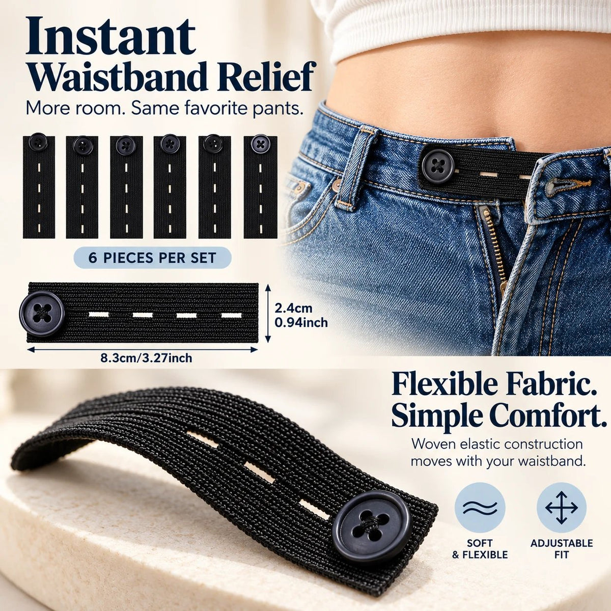 👖 Elastic Waistband Extender Buttons – Adjustable Comfort, 10-Piece Set