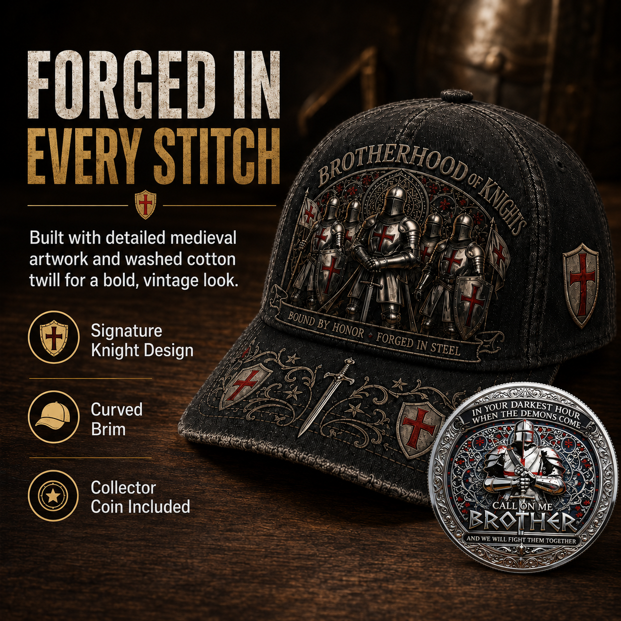 ⚔️ Brotherhood Of Knights Honor Cap 🎁 Free Honor Coin With Every Cap