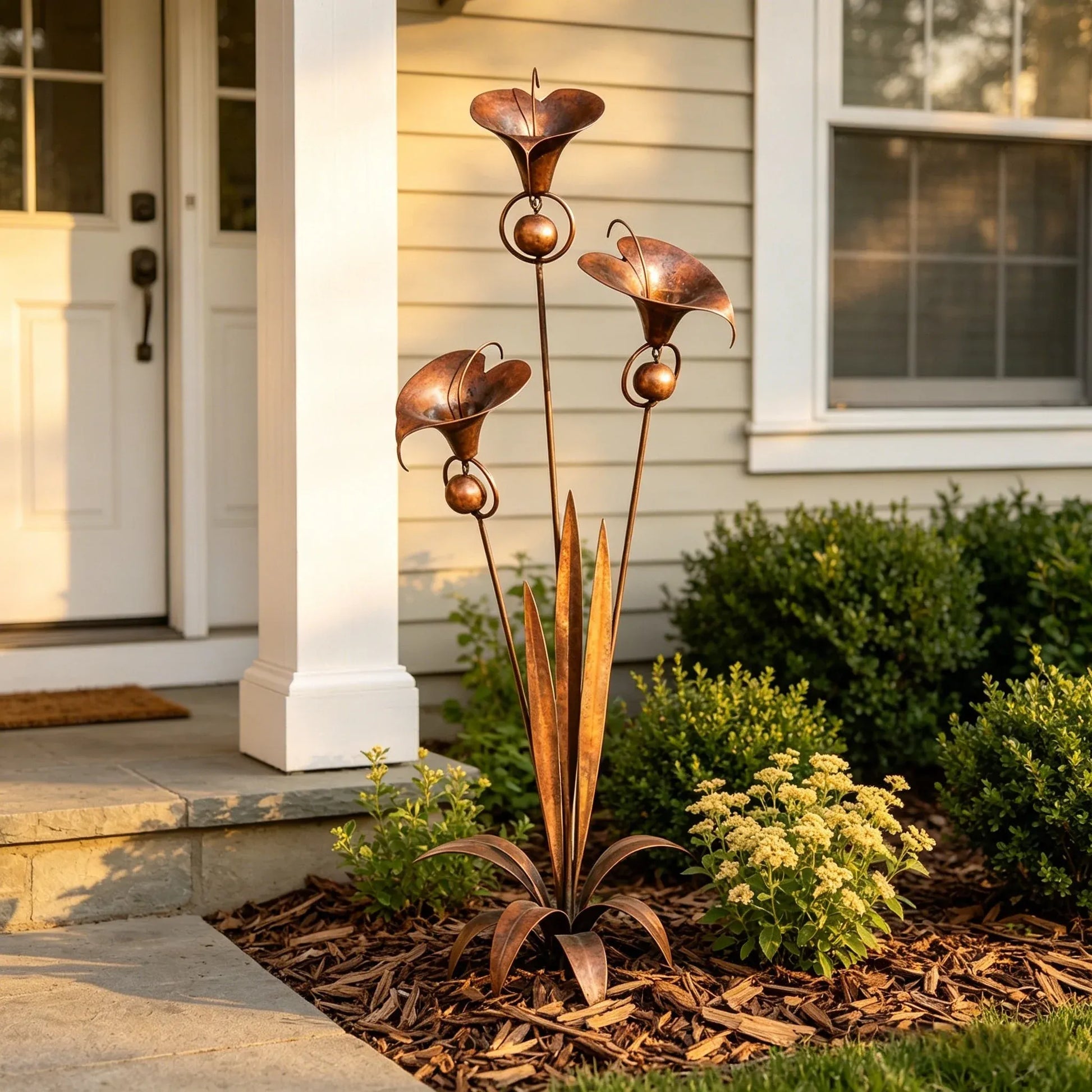 🏡Flamed Three Calla Lilies Garden Stake with Bells-yy