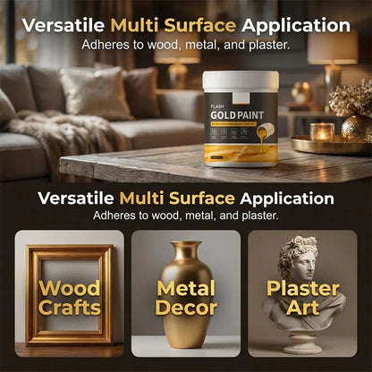 💐 49% OFF Today | Water-Based Flash Gold Paint 🎨 Metallic Shine for Canvas, Wood & Ceramic