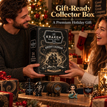 24-Day Kraken Rum Mini Bottle Advent Calendar Set for Holiday Bar Table Display, Rum Lover Collectible Gift, Christmas Countdown & Festive Decoration