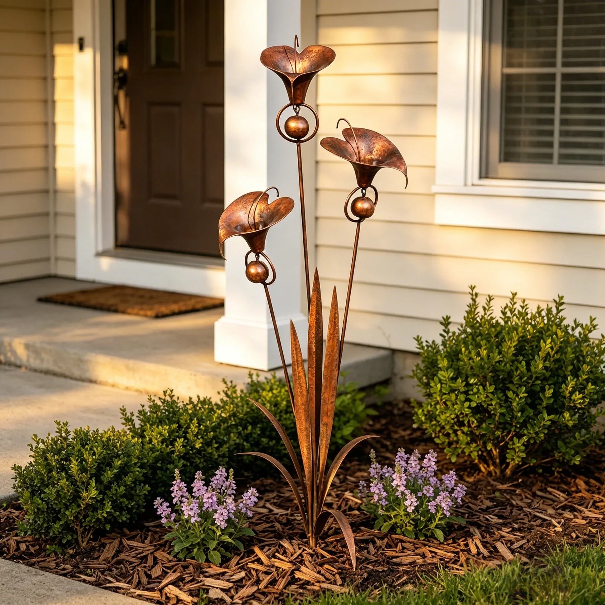 🏡Flamed Three Calla Lilies Garden Stake with Bells-yy