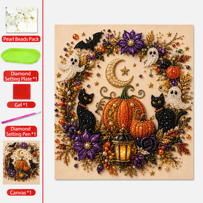 👻✨ Halloween Sparkling Pearl Art DIY Kit 🎃💎 – Create, Decorate & Display 🖼️🧡
