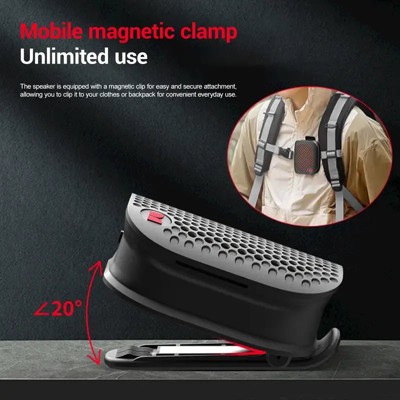 🔥80g Ultra-Light Magnetic Clip-On Speaker – IPX7 Waterproof & TWS Stereo for Outdoor & Travel