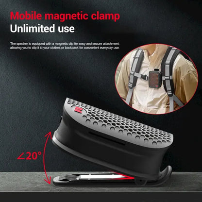 🔥80g Ultra-Light Magnetic Clip-On Speaker – IPX7 Waterproof & TWS Stereo for Outdoor & Travel