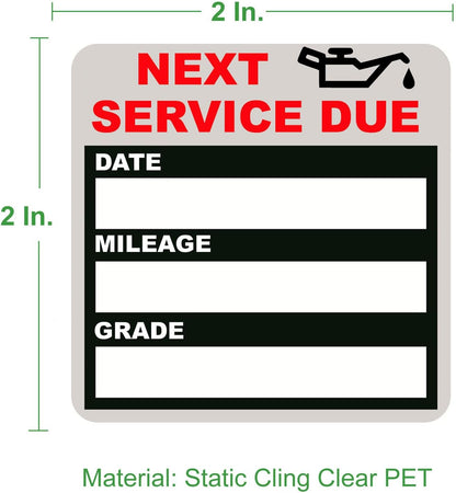 Oil Change Stickers Static Cling, 100pcs 2x2 Inches
