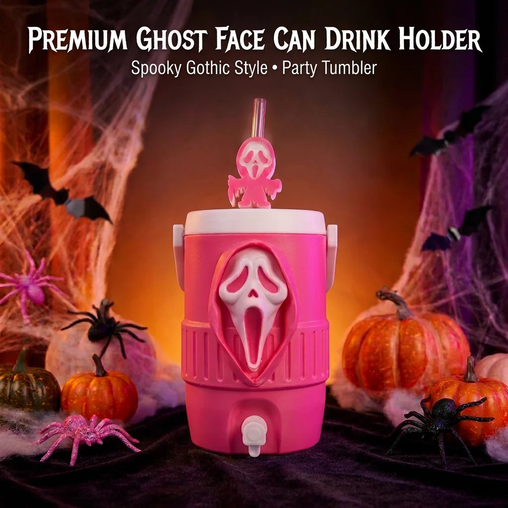 3D Scream Ghost Face Portable Handle Tumbler – Gothic Horror Aesthetic Cup Full Listing