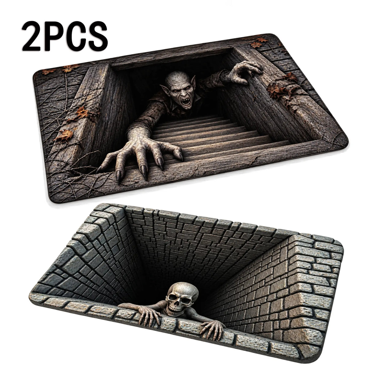 🎃💀 Halloween Front Door Mat – Festive 3D Visual Skull & Clown Horror Rug