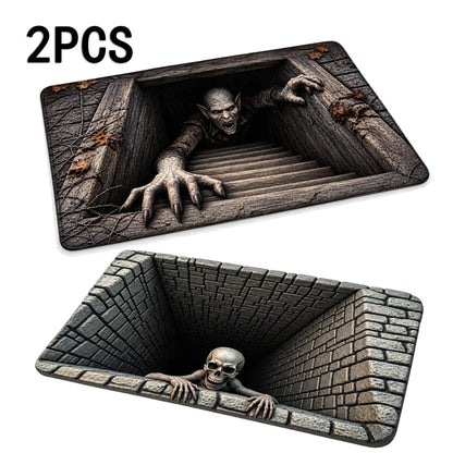 🎃💀 Halloween Front Door Mat – Festive 3D Visual Skull & Clown Horror Rug