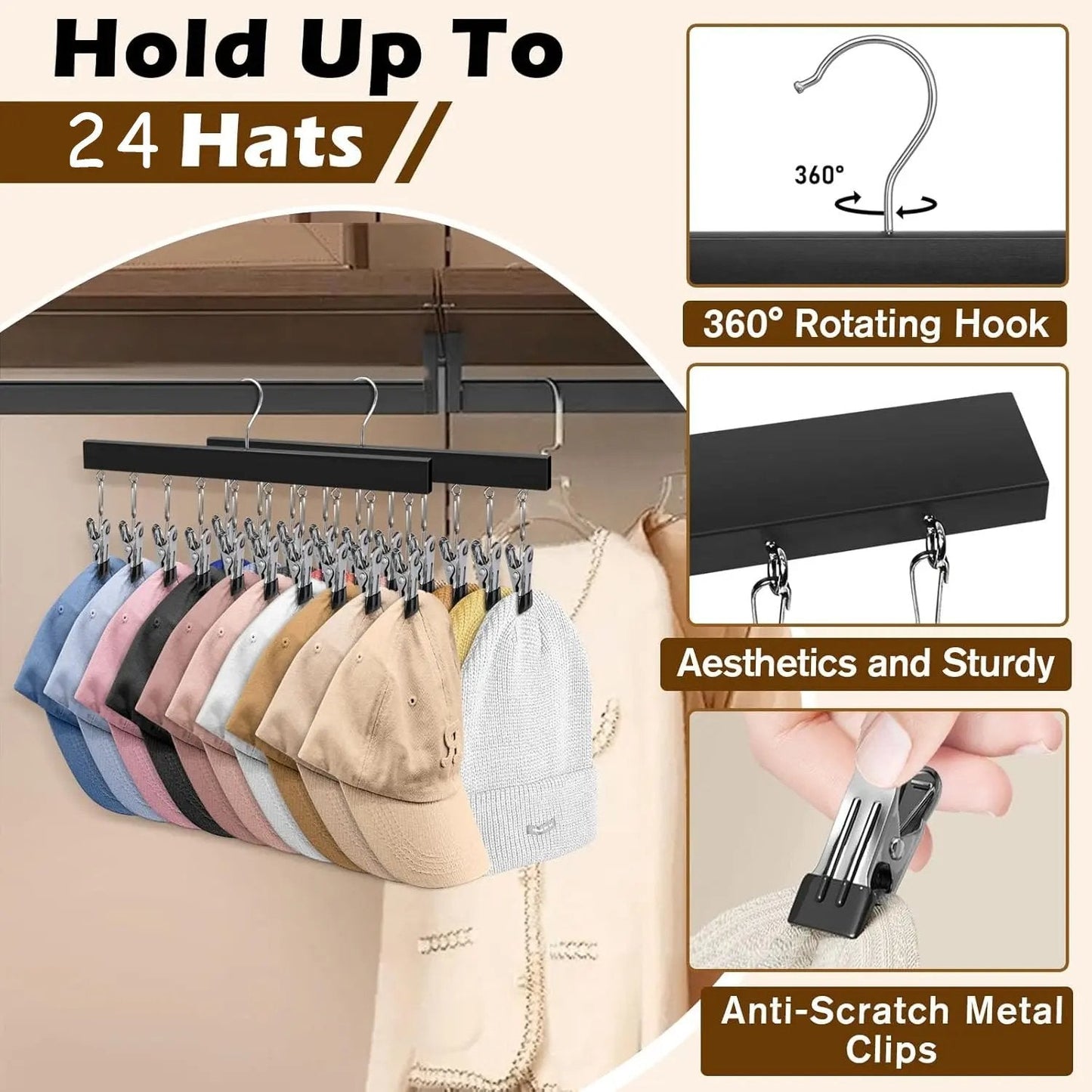 🔥HOT SALE NOW!  Wooden Clothing Organizer Hanger with 12 Stainless Steel Clips