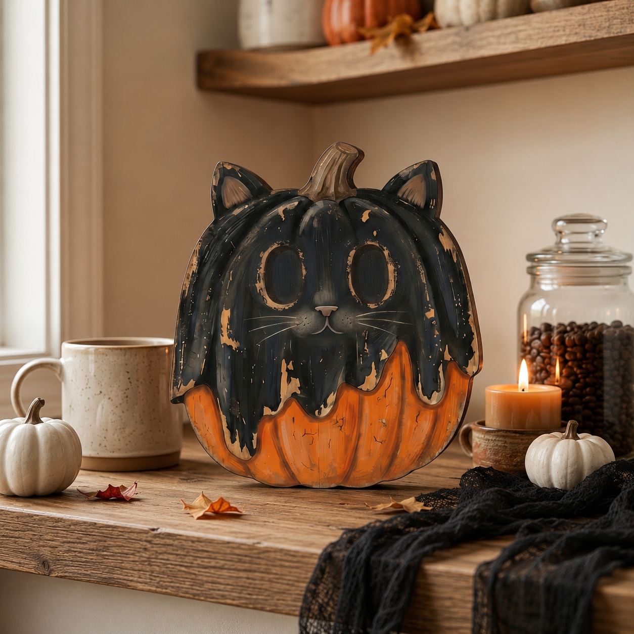 🎃 49% OFF Today | Vintage Wooden Pumpkin Tabletop Decor 🍂 Rustic Halloween Home Decoration
