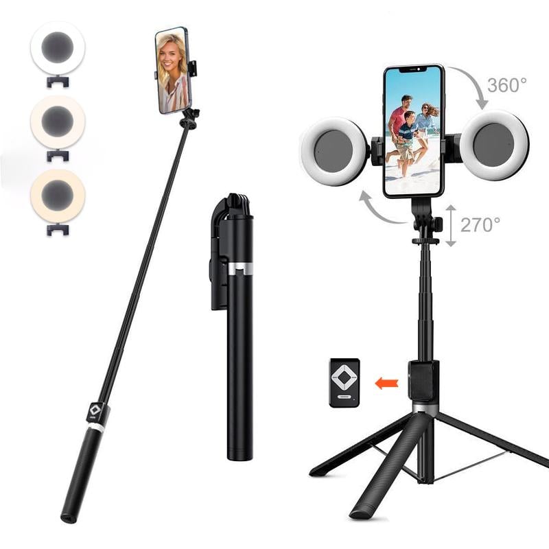 🔥48% Off📱6-in-1 Wireless Selfie Stick with Dual Fill Lights
