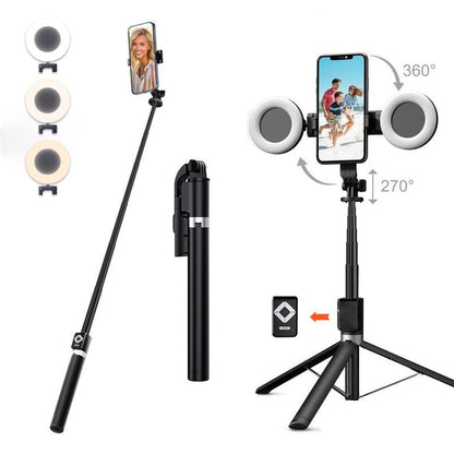 🔥48% Off📱6-in-1 Wireless Selfie Stick with Dual Fill Lights