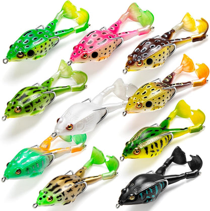 🔥 Save Over 50% Today! 🐸 Mixed-Color Weedless Frog Lures with 360° Propeller Feet