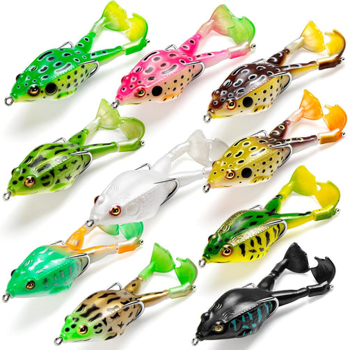 🔥 Save Over 50% Today! 🐸 Mixed-Color Weedless Frog Lures with 360° Propeller Feet