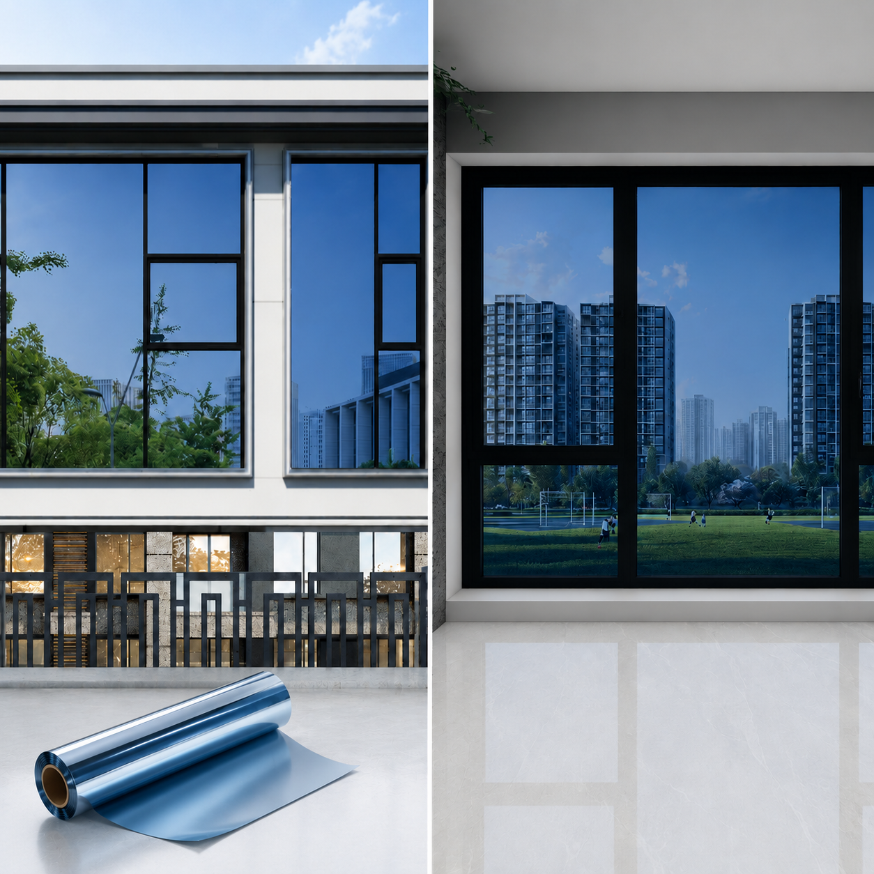 ☀️ One-Way Mirror Window Film – Heat Control & UV Protection